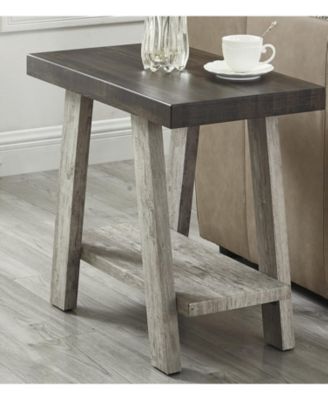 Two-Tone Wood Shelf Side Table in Weathered Walnut