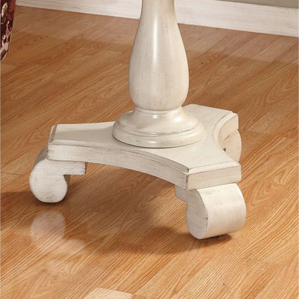Streamdale Furniture Round Wood Pedestal Side Table, White