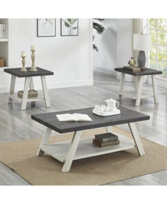 Charcoal & Beige 3-Piece Shelf Coffee Table Set