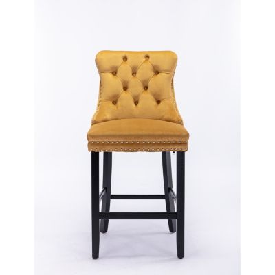 Handcrafted Velvet Barstools with Supportive Backrest