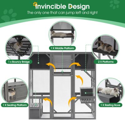 Streamdale Spacious Cat Enclosure with UV Roof and Multiple Platforms