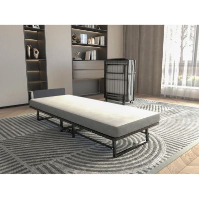Folding Bed Frame with Foam Mattress and Castors