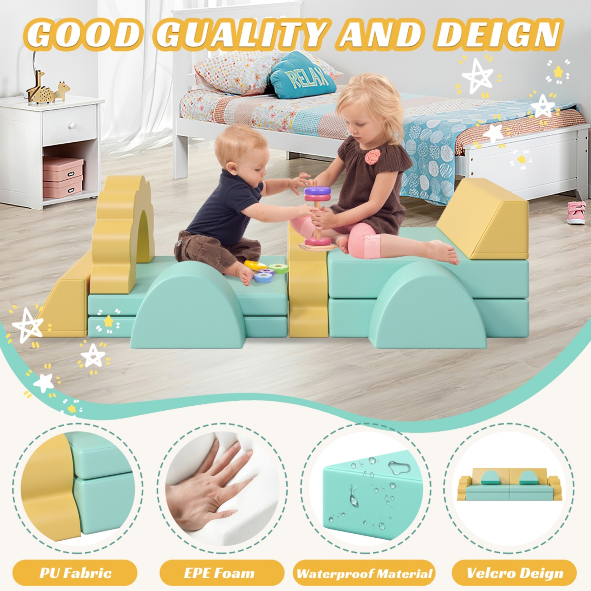 Streamdale 10-Piece Kids' Foam Play Set for Climbing, Crawling, and Imagination