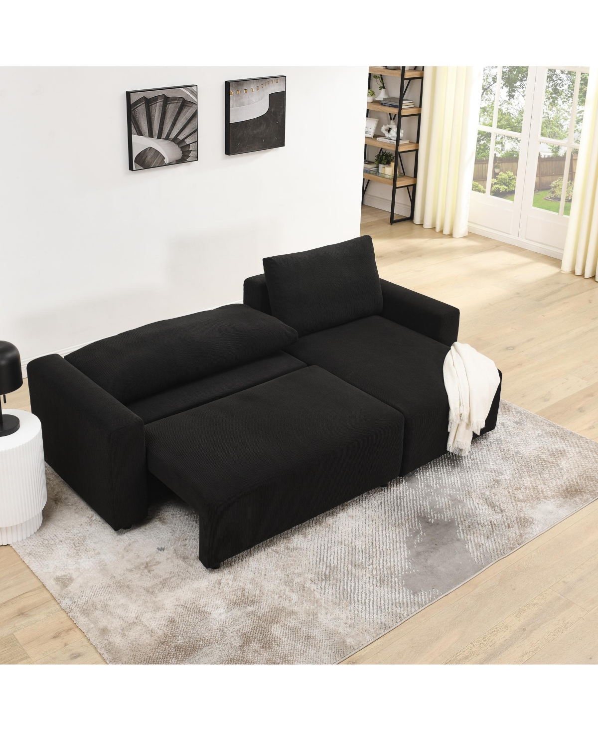 Streamdale Furniture Modular Corduroy 3-Seater Sofa Bed with Storage