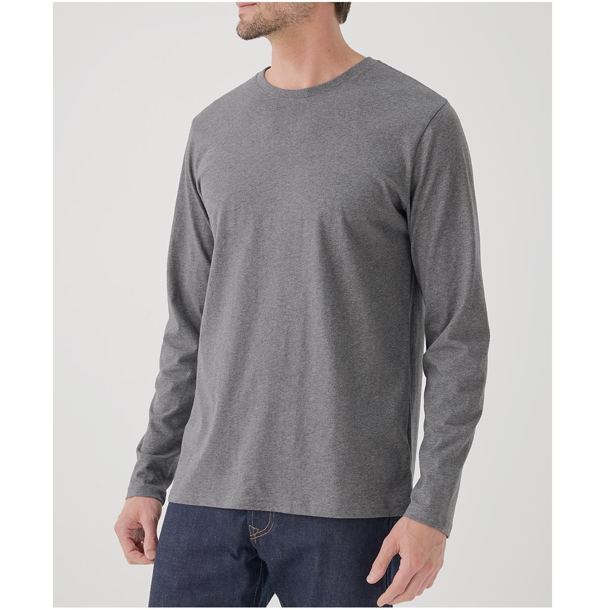 Men's Organic Cotton Softspun Long Sleeve Tee - Medium grey heather