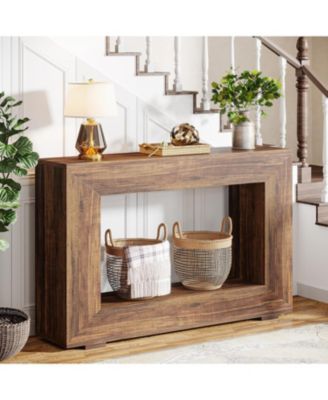 Farmhouse Console Table, 47 Inches Entryway Console Table with Storage, Industrial Hallway Accent Table for Living Room, Entrance