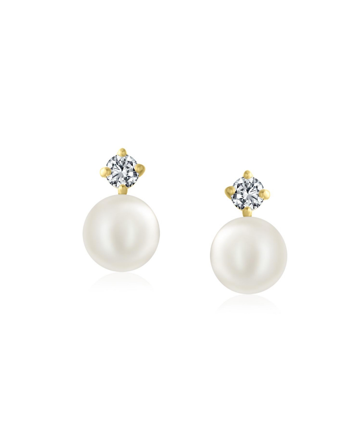 Bling Jewelry Tiny Minimalist14K Gold White Freshwater Cultured Pearl Stud Earrings For Women Secure Screw Back