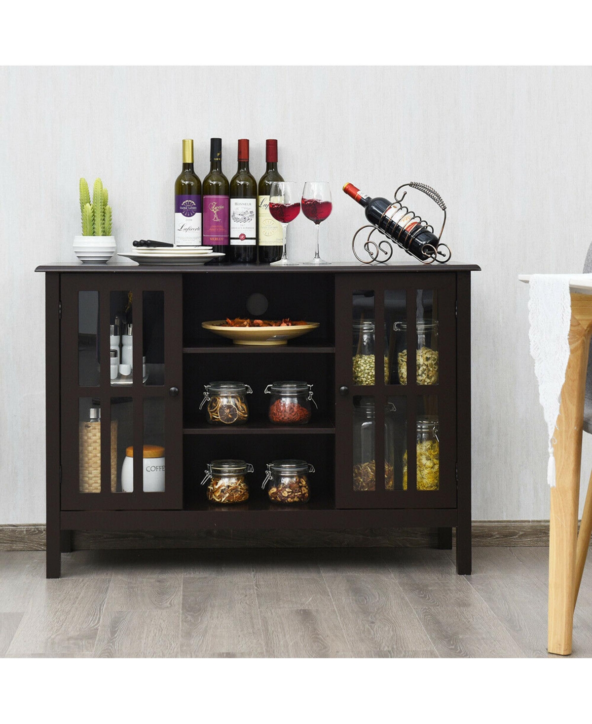 Gymax Wood Tv Stand Entertainment Media Center Console for Tv up to 50''- Brown