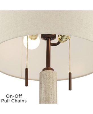 Hugo Modern Mid Century Table Lamp 28 1/2" Tall Whitewashed Column with USB Charging Port Oatmeal Drum Shade for Living Room House