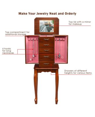 Large Storage Capacity Jewelry Cabinet with 5 Drawers