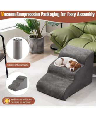 3-Tier Non-Slip Dog Steps with High-Density Sponge and Silicone Paw Prints