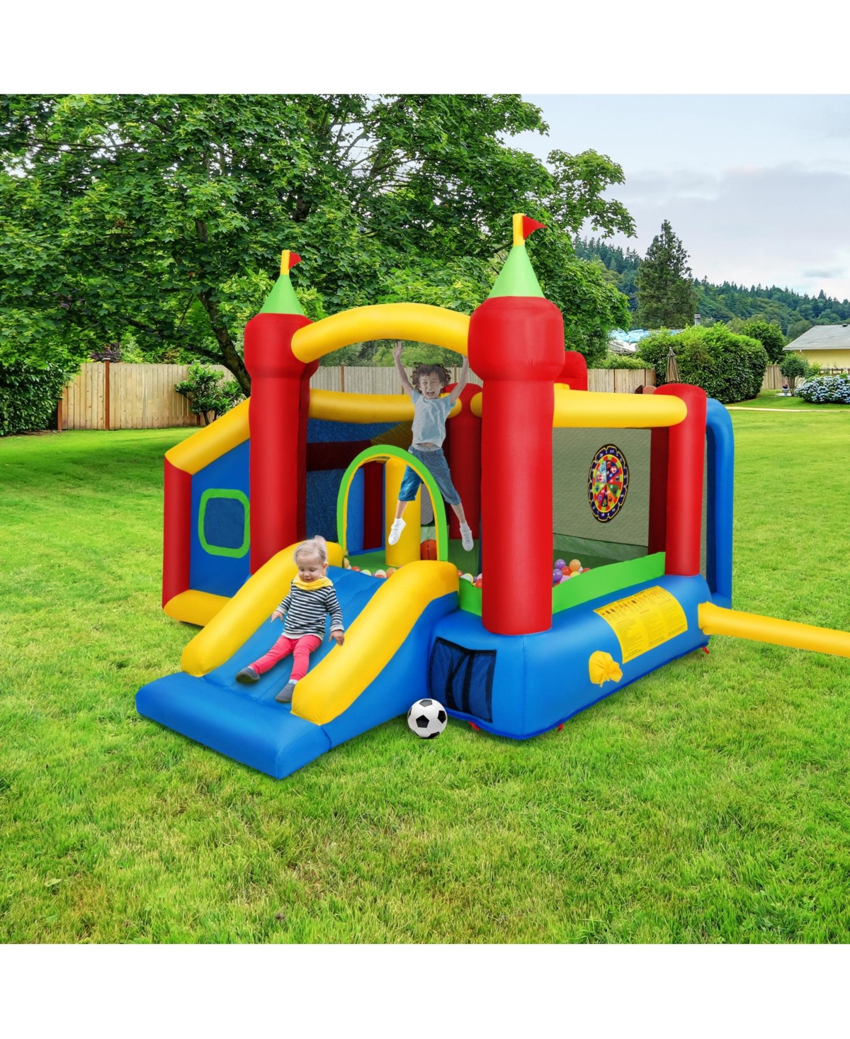 Sugift Inflatable Bounce House Kids Slide Jumping Castle without Blower