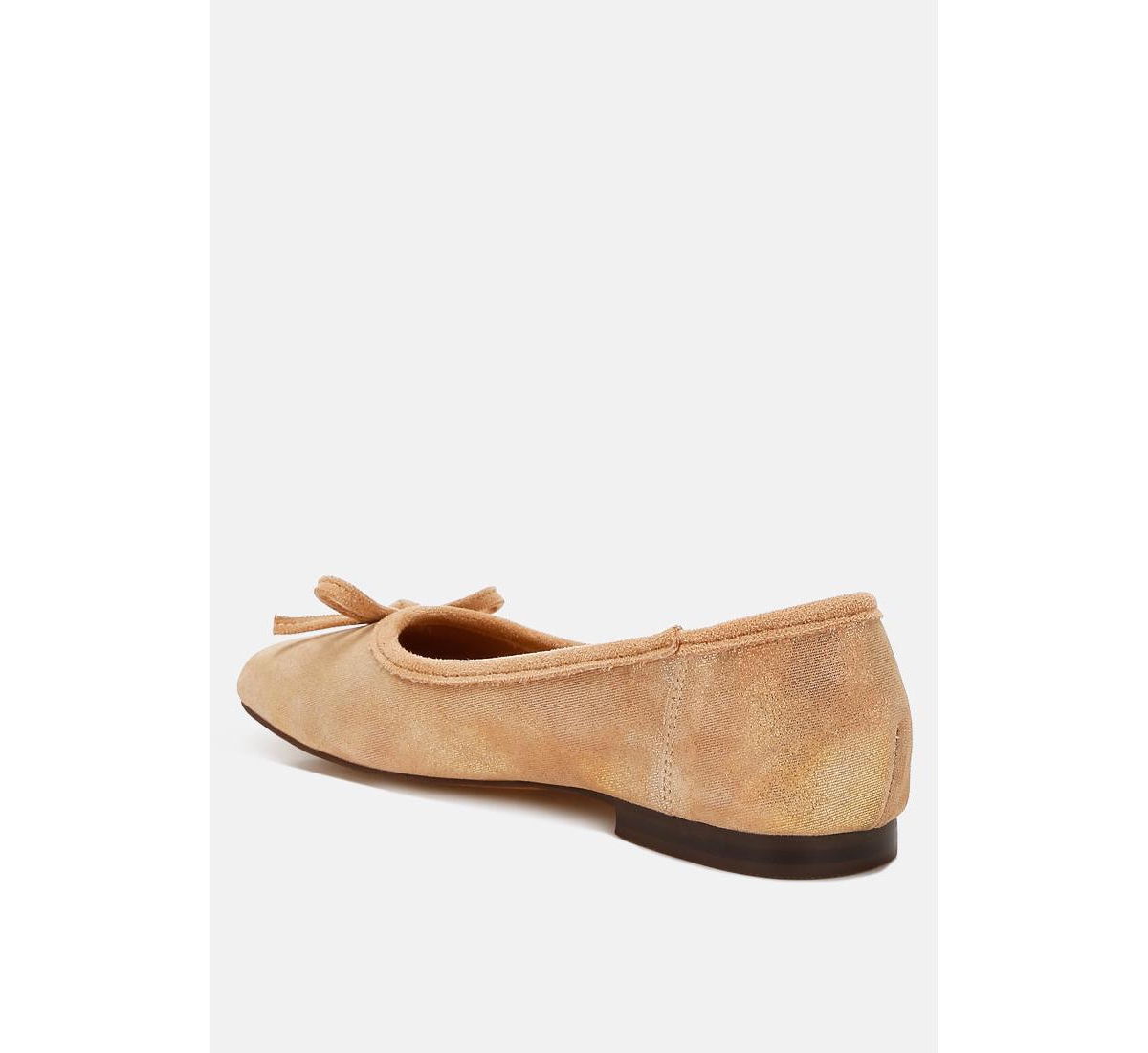 Rag & Co Rubyrose Suede Bow Embellished Ballerinas