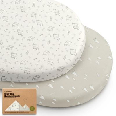 Bassinet Sheet for Baby Girls, Boys, 2-Pack Isla Fitted Bassinet Sheets, Bassinet Mattress Sheets