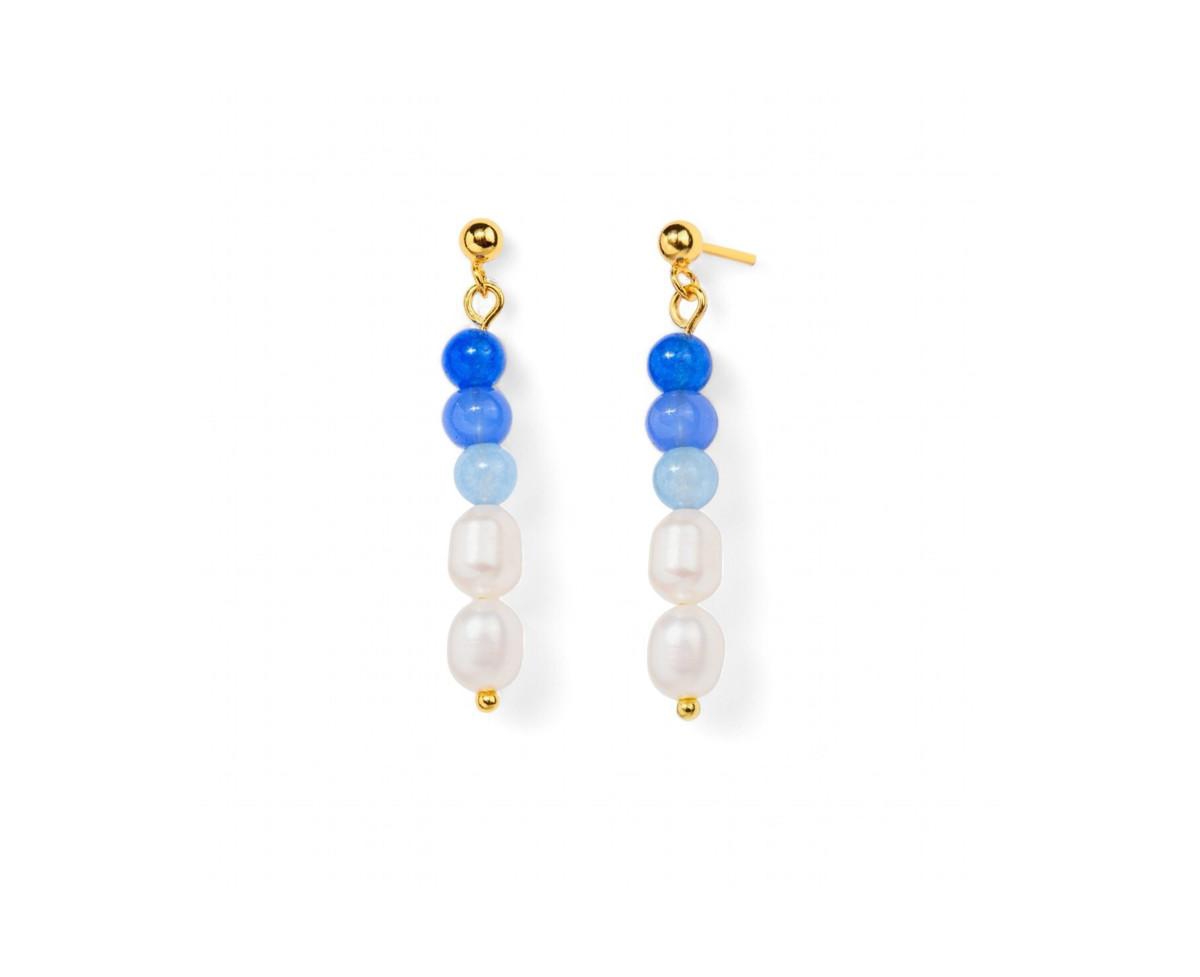Aria Sterling Silver Pearl Natural Quartz Bead Earrings - Pink