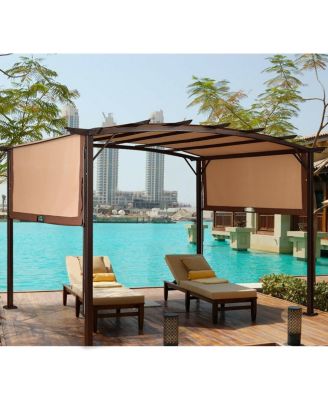 12 x 9 Feet Outdoor Pergola Gazebo with Retractable Canopy Shades