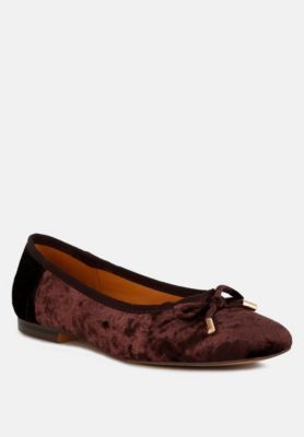Rag and Co Womens Buckrose Velvet Bow Ballerinas