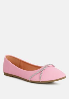 Women's Playasu Rhinestone Faux Leather Ballerinas