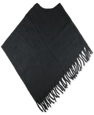 Women's Boucl&eacute; Fringe-Trim Poncho