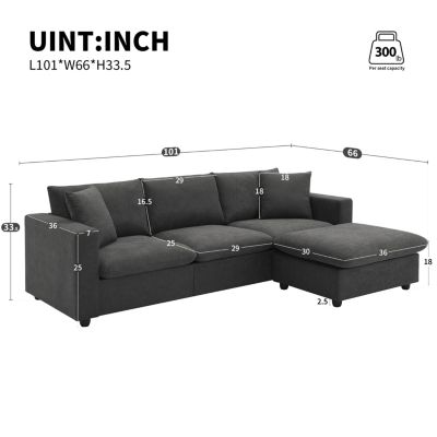 Modern L-Shaped Sectional Sofa (4-Seat) with Pillows