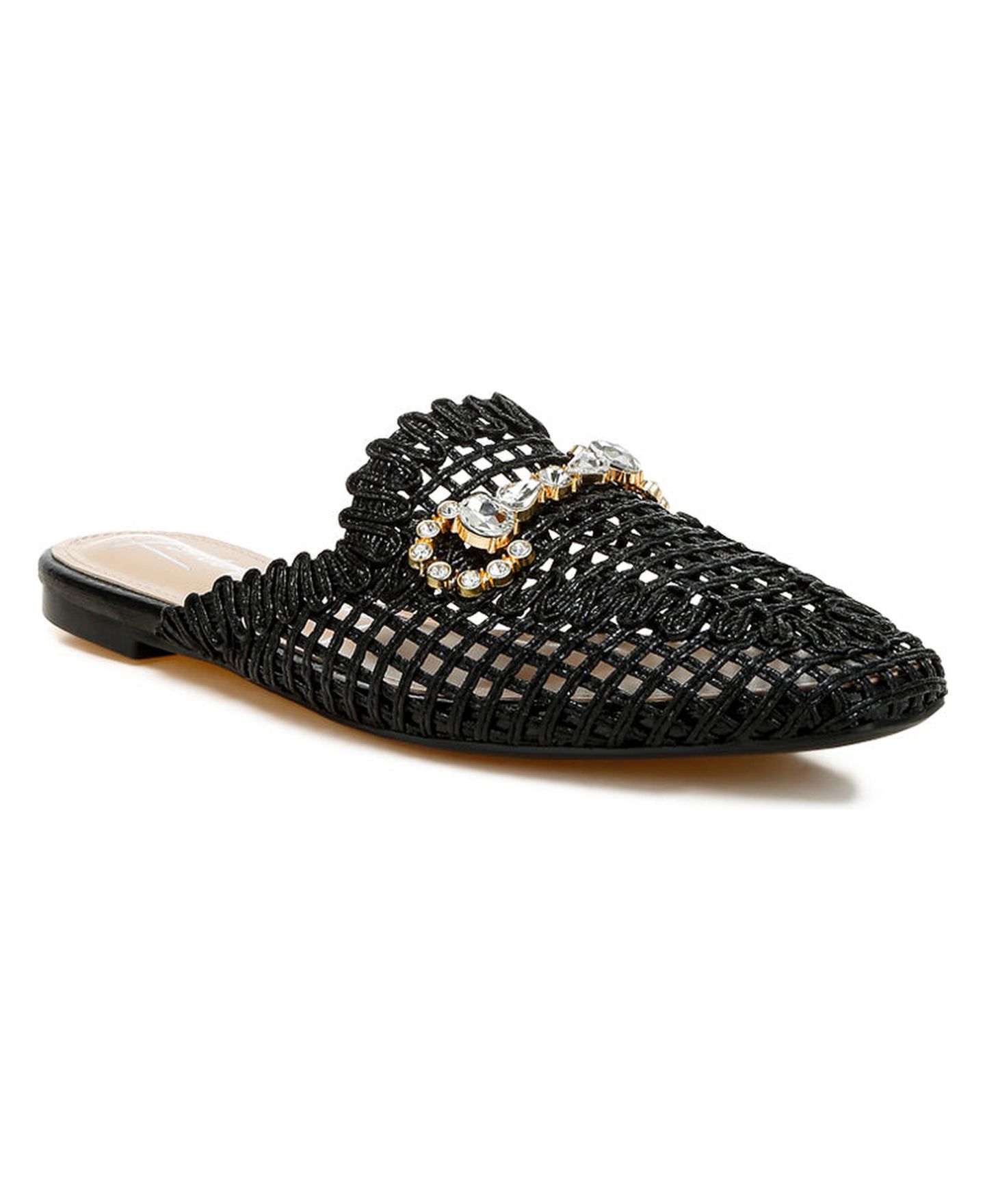 Женские сабо London Rag Roboma Metallic Woven Diamante Mules, цвет: Чёрный металлик — фото 3