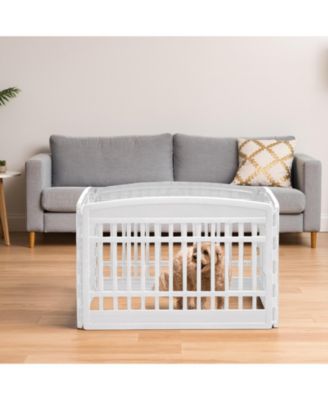 USA 24" Exercise 4-Panel Pet Playpen, Dog Playpen for Puppy Small Dogs Keep Pets Secure Easy Assemble Easy Storing Customizable Non-Skid Rubber Feet, White