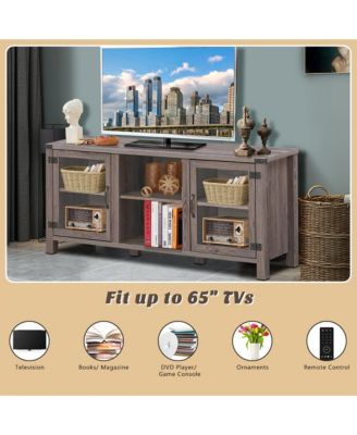 TV Stand Entertainment Center for TV's up to 65'' w/ Storage Cabinets Deep Taupe