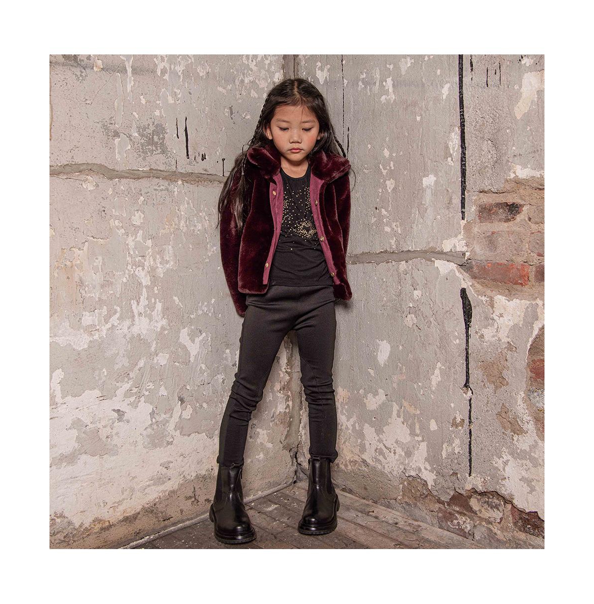 Imoga Collection Child Gary FW23Faux Fur Coat - Burgundy