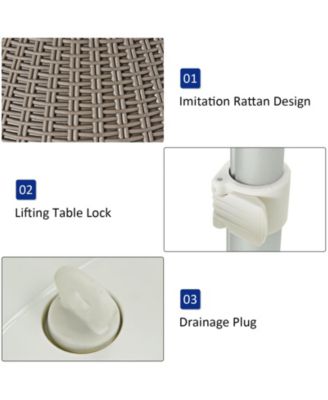 3 Pieces Outdoor Rattan Bar Table with Extendable Tabletop