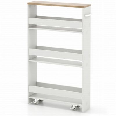 Slim Rolling Storage Cart with Handle, 3-Tier Shelves, and Lockable Wheels for Kitchen, Bathroom, or Laundry Room