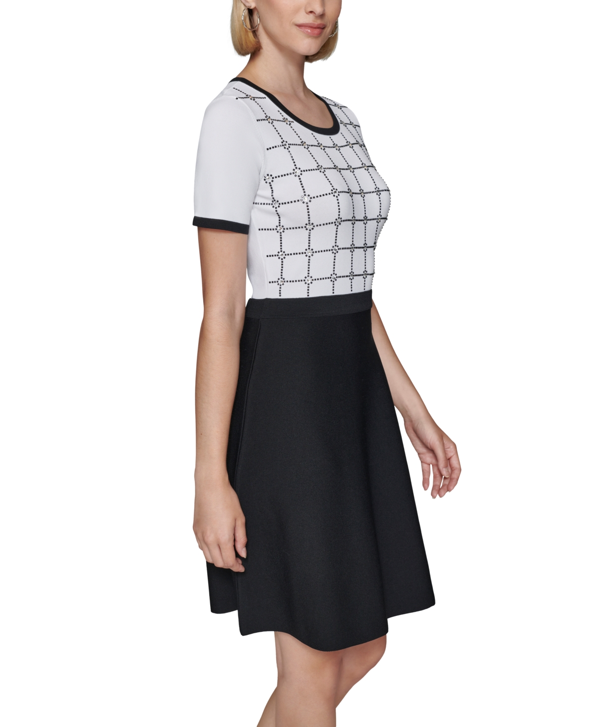 Karl Lagerfeld Paris Women's Colorblocked Embellished Dress -blk