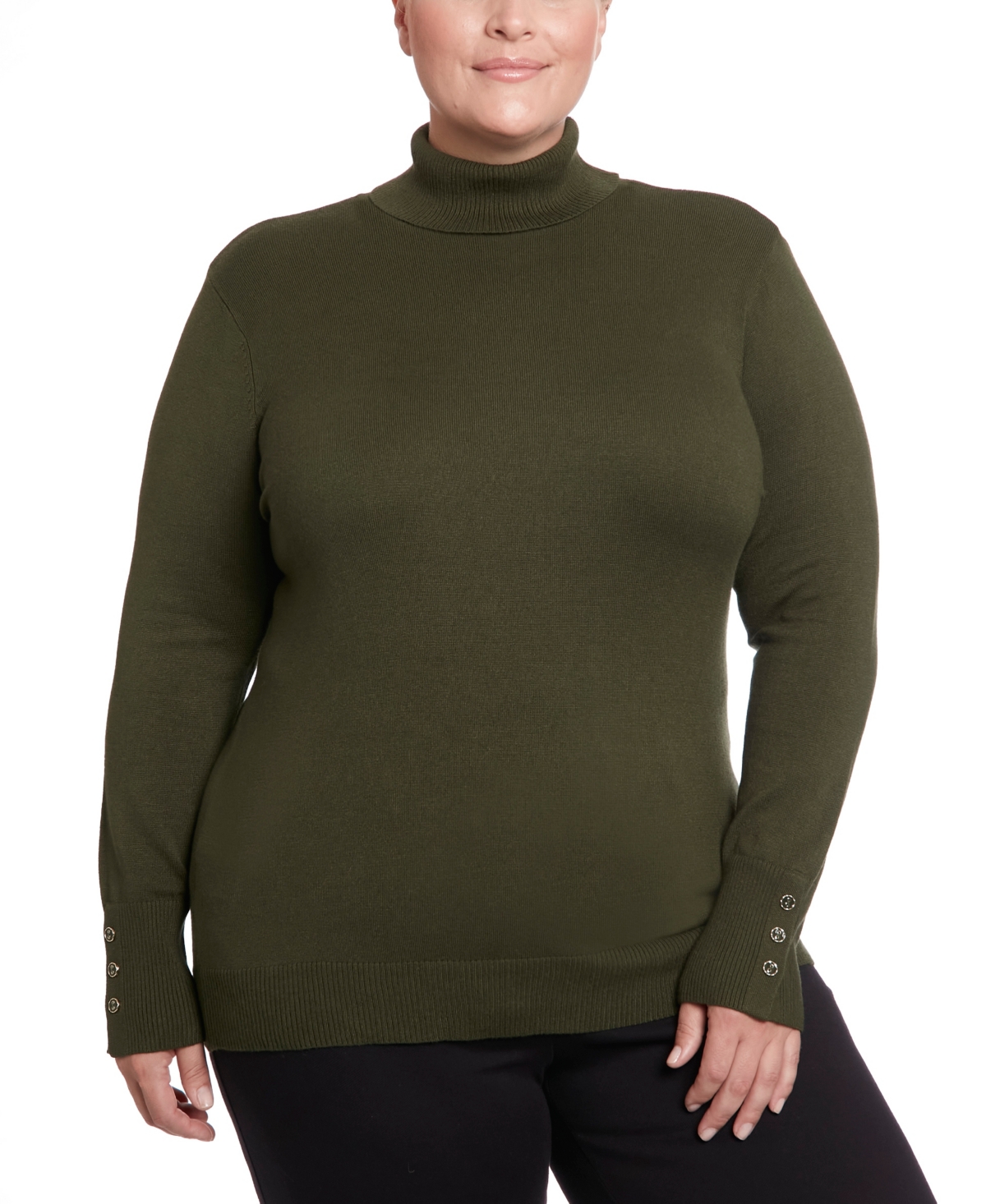 Joseph A Plus Size Long Sleeve Turtleneck Sweater In Rifle Green ModeSens