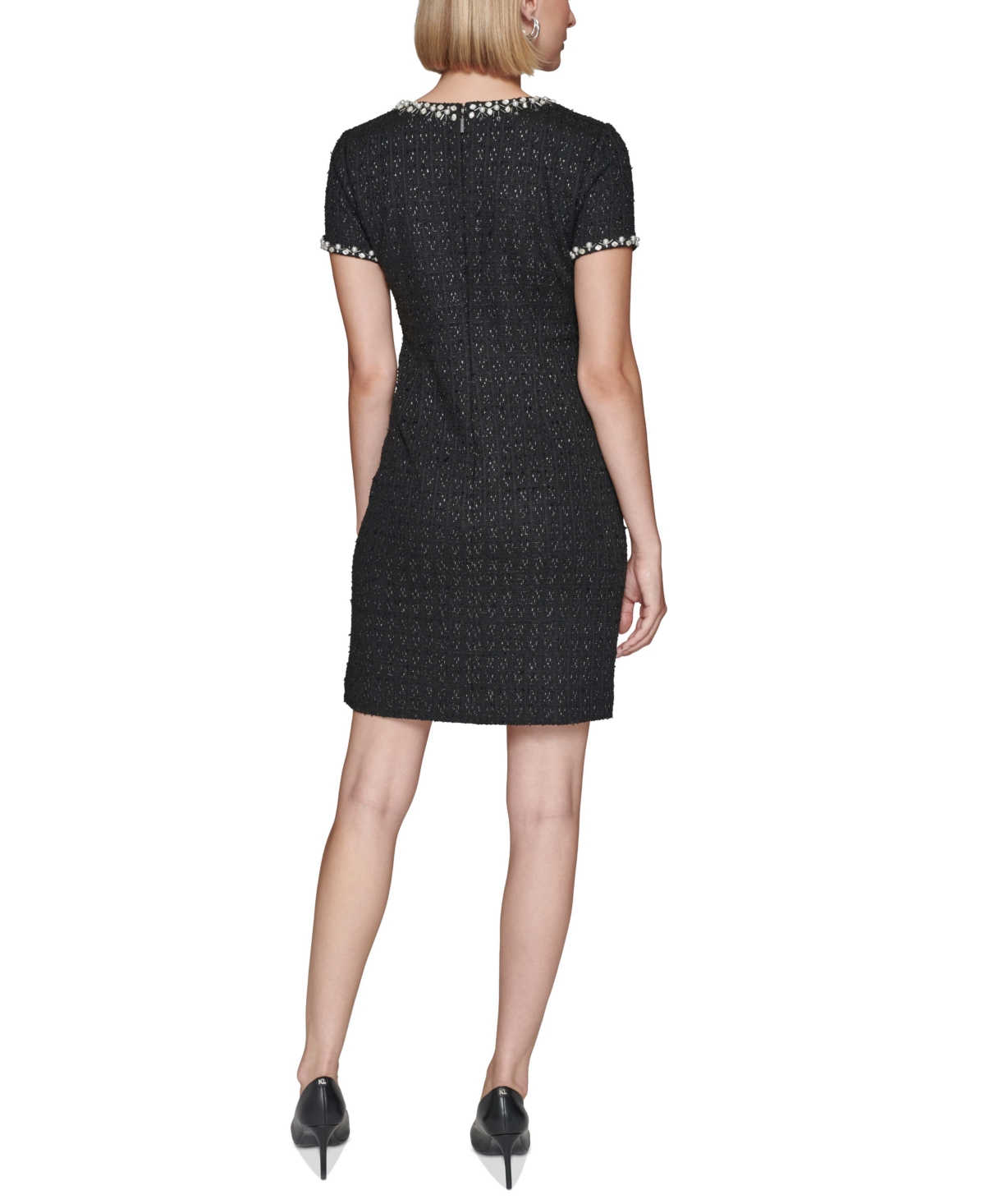 Karl Lagerfeld Paris Women's Boucle-Tweed Sheath Dress -silv