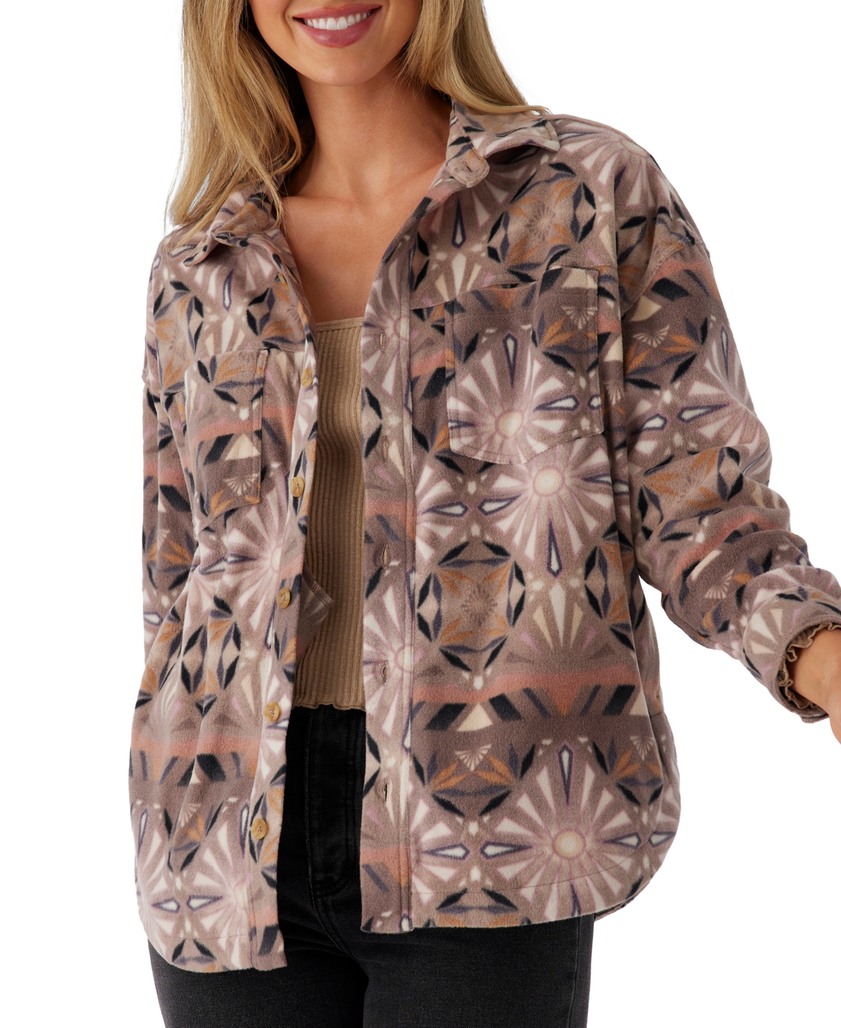 O'neill Juniors' Rune Fleece Shirt Jacket In Deep Taupe