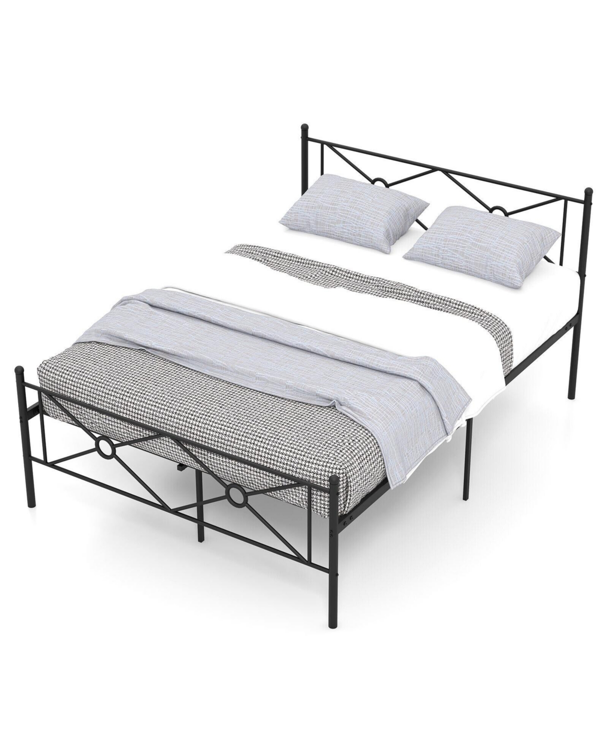 Sugift Full/Queen Size Metal Platform Bed Frame with Headboard and Footboard