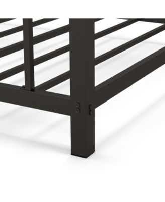 Low Profile Twin Over Twin Metal Bunk Bed with Full-length Guardrails