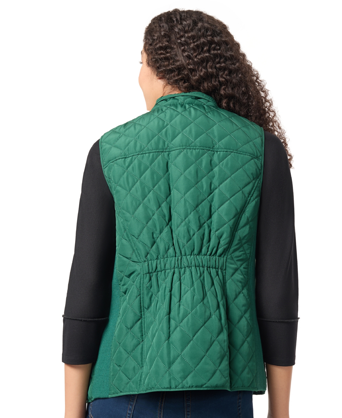 Jones New York Women's Quilted Patch Pocket Vest with Snaps Zipper