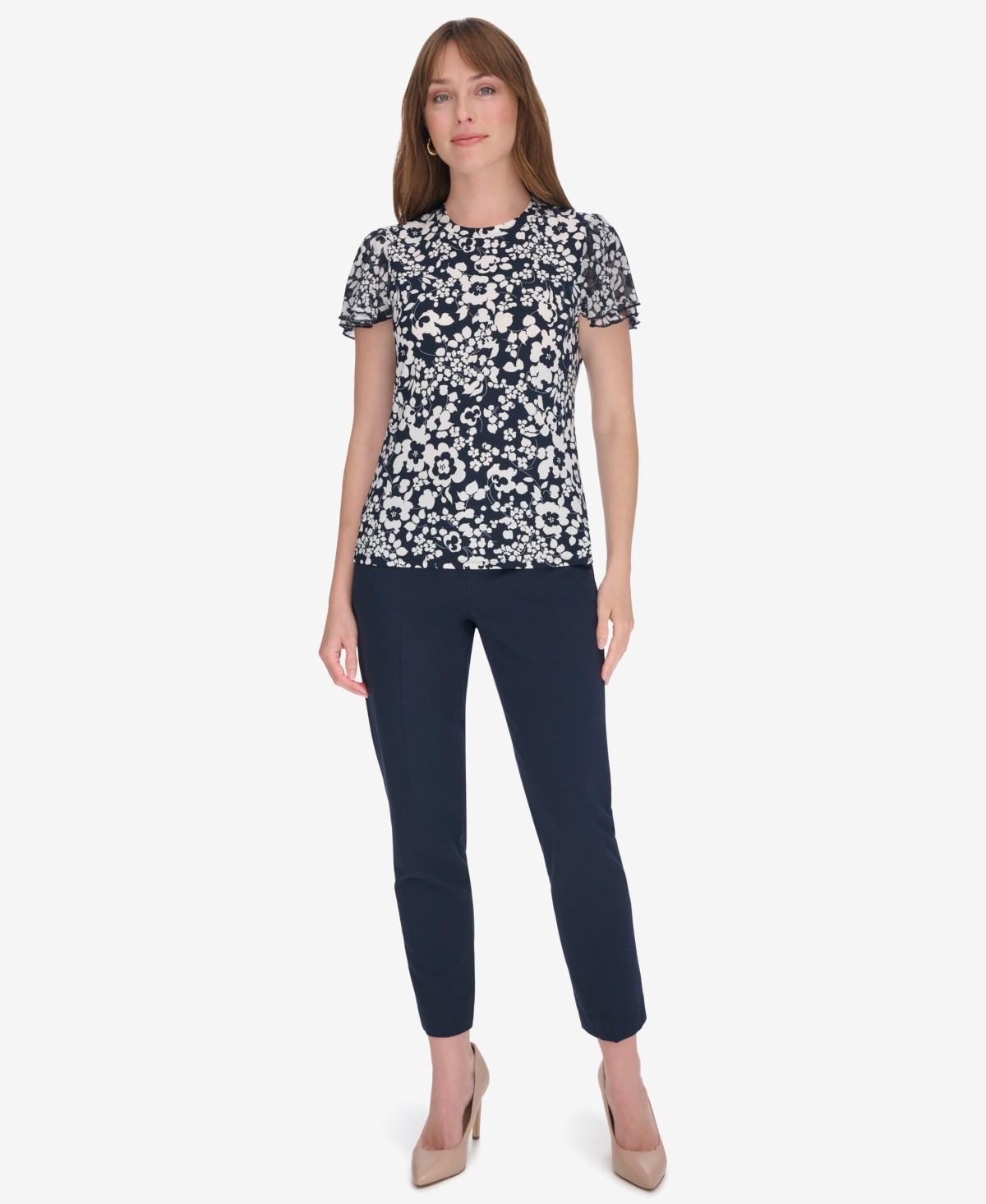 Tommy Hilfiger Women's Blouse With Puff Sleeves In Mdnght,ivr