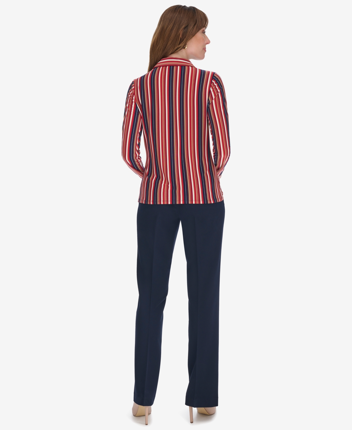 Tommy Hilfiger Women's Striped Button Down In Chili Mult