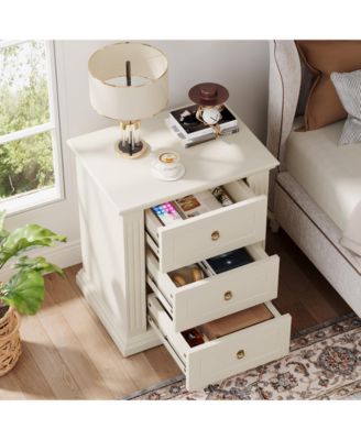 3-Drawer Nightstand, Wood Night Stand with Storage Drawers, Modern Bedside Table Side End Table for Bedroom