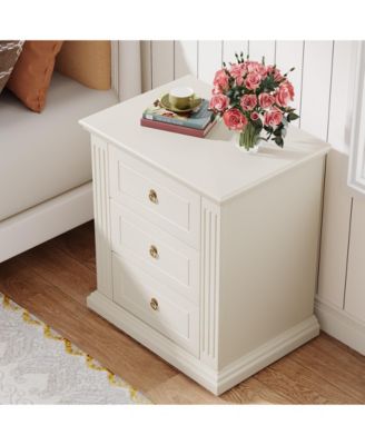 3-Drawer Nightstand, Wood Night Stand with Storage Drawers, Modern Bedside Table Side End Table for Bedroom