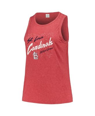 Women's Red St. Louis Cardinals Plus Size Curvy High Neck Tri-Blend Tank Top