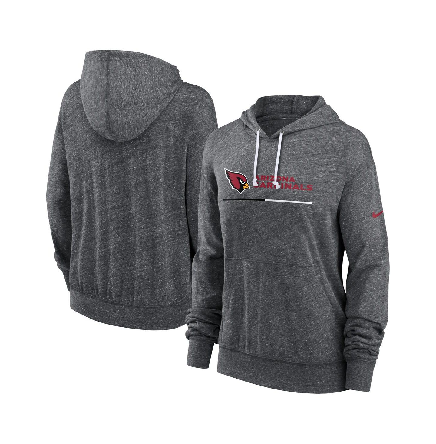 Женский топ Nike Heather Charcoal Arizona Cardinals Team Spirit Gym vintage-like Lightweight Hooded — фото 1