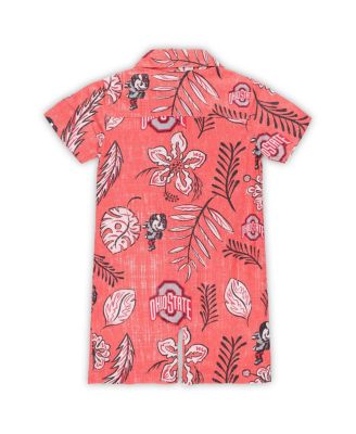 Baby Boys and Girls Scarlet Ohio State Buckeyes Vintage Floral Romper