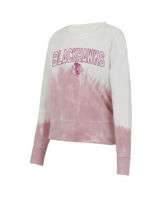 Women's Pink/White Chicago Blackhawks Orchard Tie-Dye Long Sleeve T-Shirt