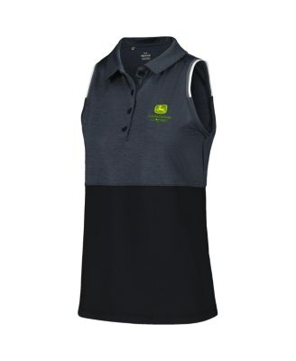 Women's Graphite John Deere Classic Playoff Heather Block Sleeveless Polo