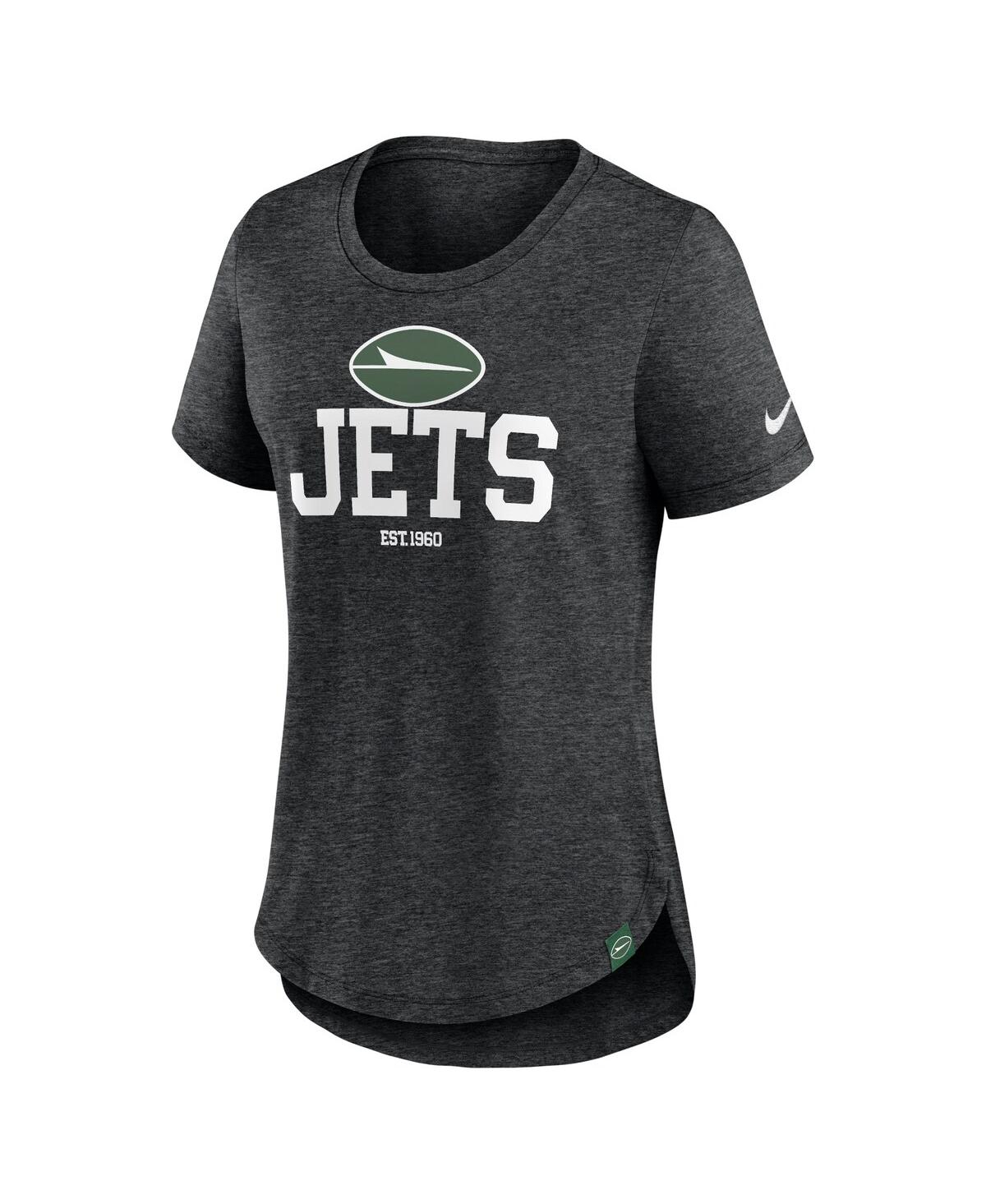 Nike Women's Heather Black New York Jets Fashion Tri-blend T-shirt In Heather Black