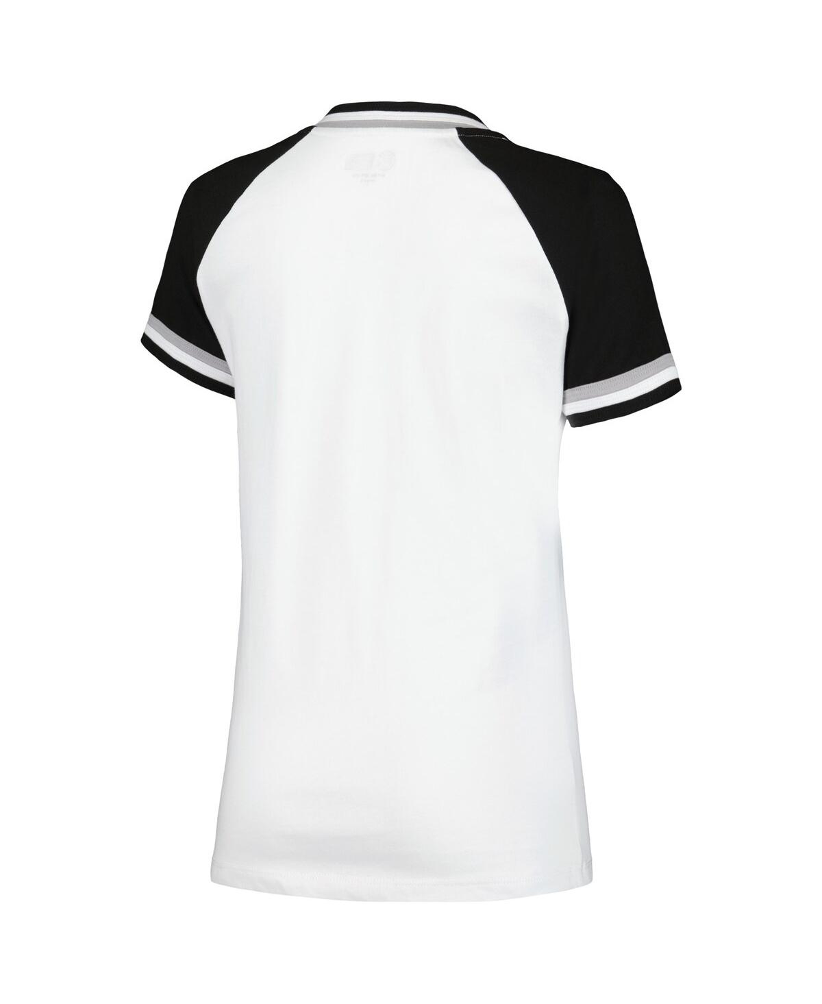 NEW ERA WOMEN'S WHITE CHICAGO WHITE SOX JERSEY DOUBLE BINDING RAGLAN V-NECK T-SHIRT 