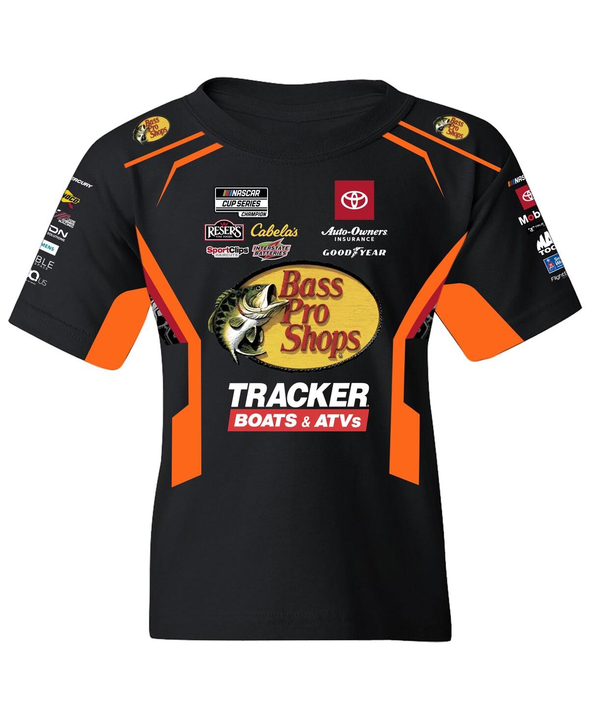 Joe Gibbs Racing Team Collection Big Boys and GirlsOrange Martin Truex Jr Bass Pro Shops Uniform T-Shirt - Black, Orange