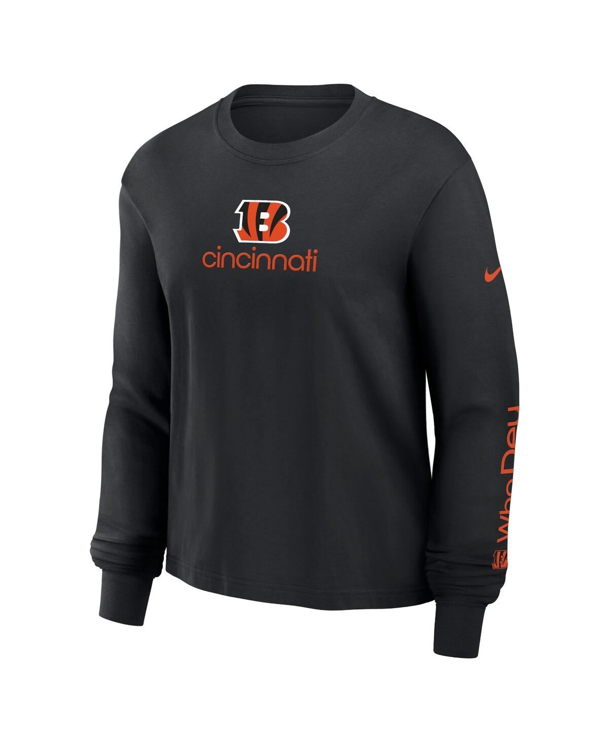 Nike Women's Black Cincinnati Bengals Boxy Long Sleeve T-shirt In Black